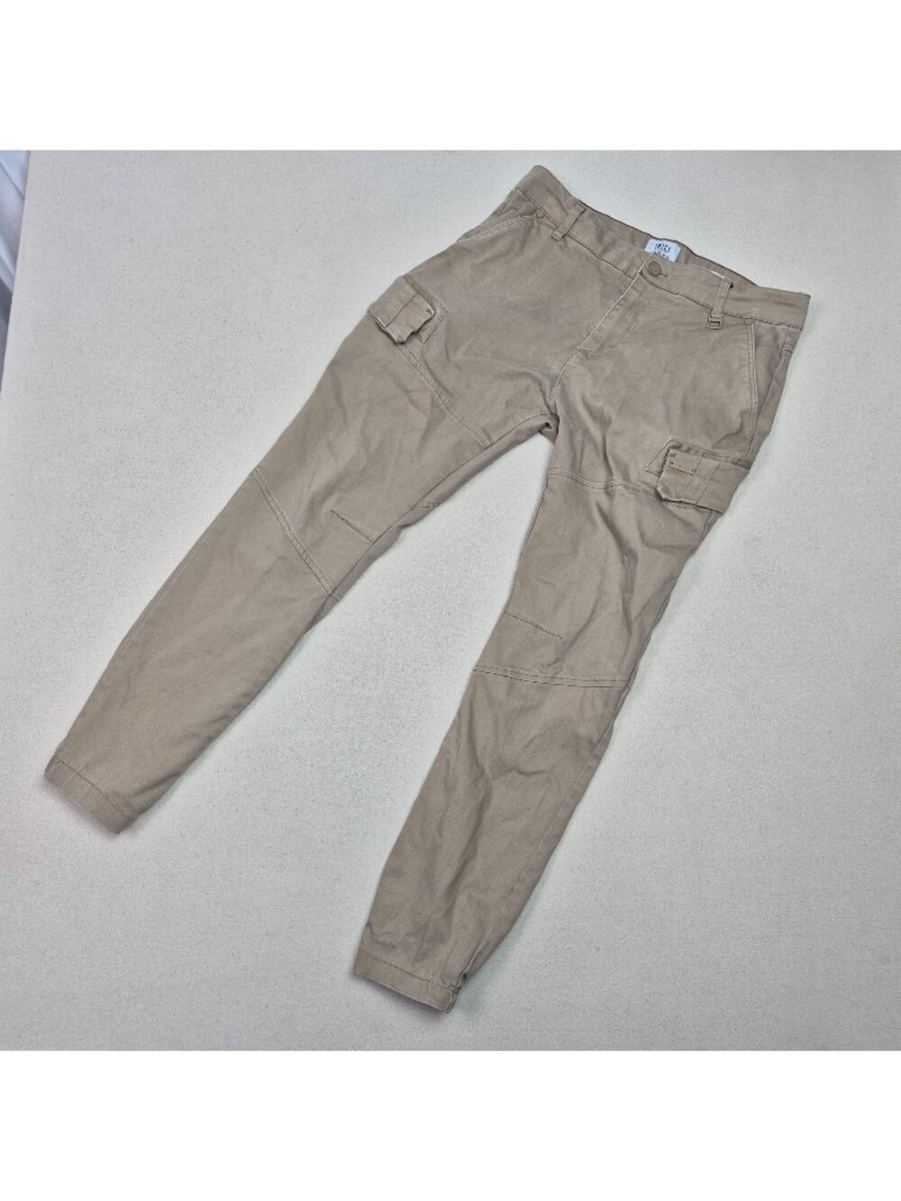 Twice Women's Slim Fit Tapered Elastic Cuff Utility Cargo Khaki Pants 34/28
